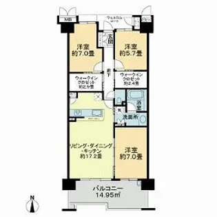 ルネ・エアズヒル4番館【6階】の間取り