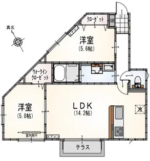 サンライズ登戸I【1階】の間取り