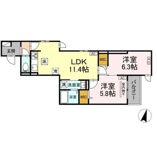 D PAINA 木月住吉町【1階】の間取り