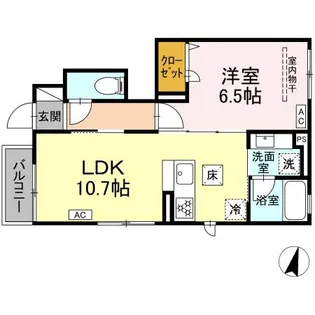 ヒラソル江田【1階】の間取り