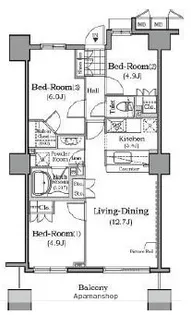 ザ・レジデンス本牧横浜ベイサイド【9階】の間取り