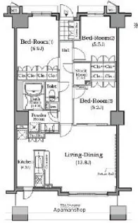 ザ・レジデンス本牧横浜ベイサイド【9階】の間取り