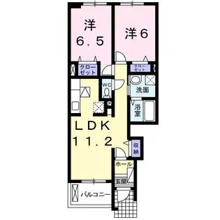 シャン・ド・フルールC【1階】の間取り