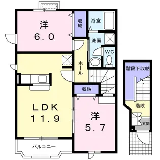 2LDKの間取り画像