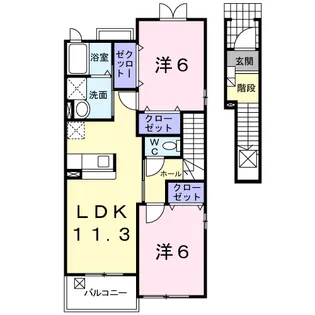 メゾンクレール壱番館【2階】の間取り