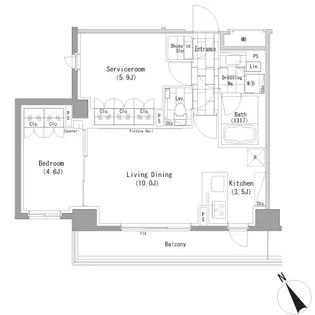 ザ・パークハビオ横浜山手【3階】の間取り