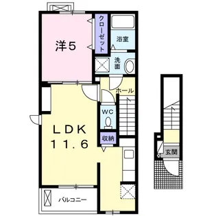 リバージュ海西Ⅰ【2階】の間取り