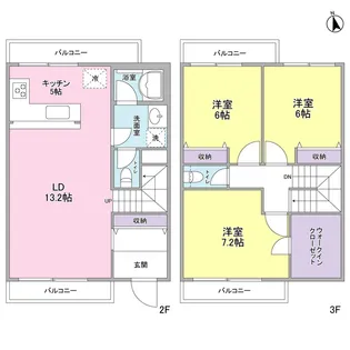 神奈川県川崎市宮前区土橋1丁目【テラスハウス】の間取り