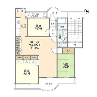 磯子台パークハイツ12号棟【2階】の間取り