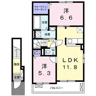 富士見レジデンス1【2階】の間取り