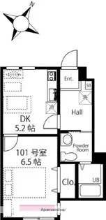 ハーミットクラブハウスキアーヴェⅢB棟【1階】の間取り
