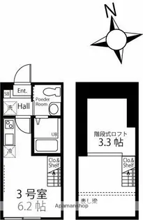 ハーミットクラブハウス横浜弘明寺IIA棟【2階】の間取り