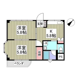温水TBハイツわたなべ【2階】の間取り