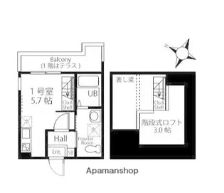 ハーミットクラブハウス横浜松ヶ丘【1階】の間取り