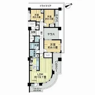 ライオンズヴィラッジオ玉川学園フォレストレジデンス【1階】の間取り