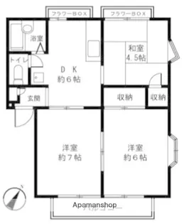 ジュネス十日市場A棟【2階】の間取り