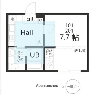 ハーミットクラブハウス横浜根岸ベース【2階】の間取り