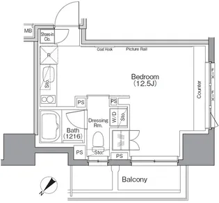 ザ・パークハビオSOHO横浜関内【2階】の間取り