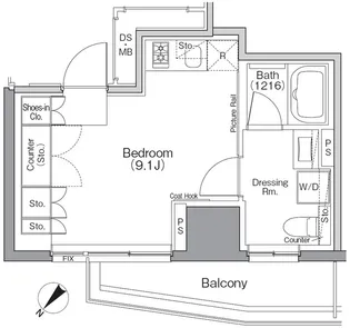 ザ・パークハビオSOHO横浜関内【12階】の間取り