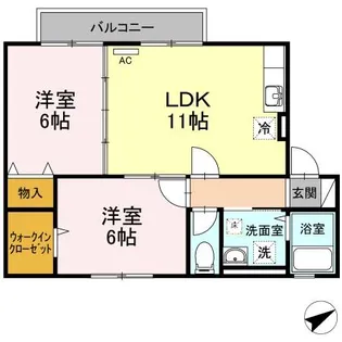 セジュール上九沢【2階】の間取り