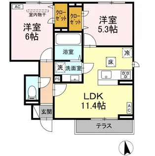 フォルテーヌ・イイクラⅡ【1階】の間取り