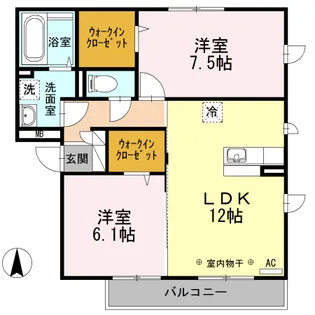 2LDKの間取り画像