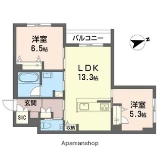 神奈川県川崎市中原区宮内3丁目【マンション】の間取り