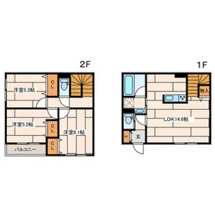 神奈川県川崎市中原区宮内4丁目【テラスハウス】の間取り