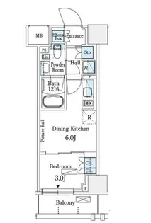 パークアクシス横浜伊勢佐木町通り【10階】の間取り