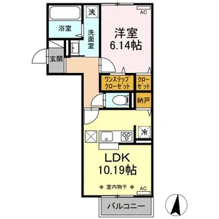 ヒルズ萩山【1階】の間取り