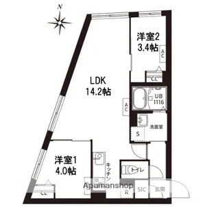 レピュア旗の台レジデンス【2階】の間取り