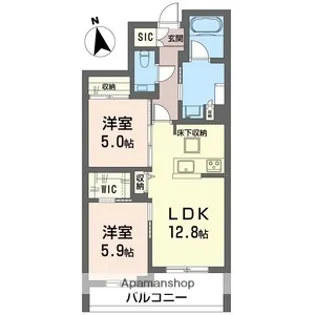 フェール シュヴァル【2階】の間取り