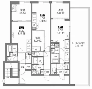 ルネコート大鳥居【4階】の間取り