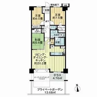 グランシティパレ・ド・リヴァージュ【1階】の間取り