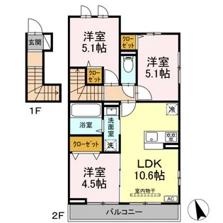 エクラン ウルー湘南N【2階】の間取り