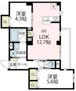 アバンティ カワサキ【205号室号室】の間取り