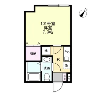 ベイルーム六会【101号室】の間取り