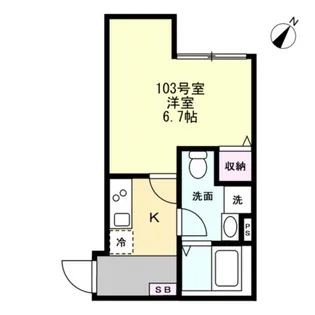 ベイルーム六会【103号室】の間取り