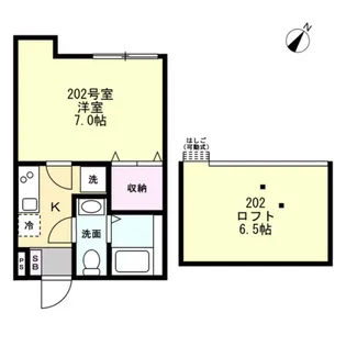 ベイルーム六会【202号室】の間取り
