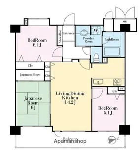 コスモ登戸シティフォルム【2階】の間取り