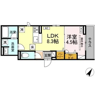ドムスクレスト相模大野【1階】の間取り