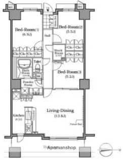 ザ・レジデンス本牧 横浜ベイサイド【11階】の間取り