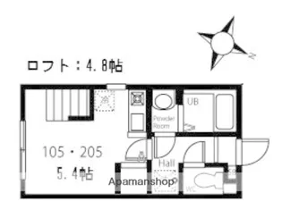 ハーミットクラブハウスキアーヴェ【2階】の間取り
