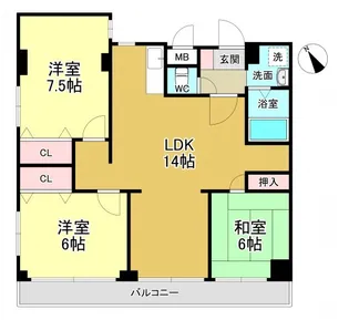 ベルヴィル杉田Ⅲファミーユ棟【2階】の間取り