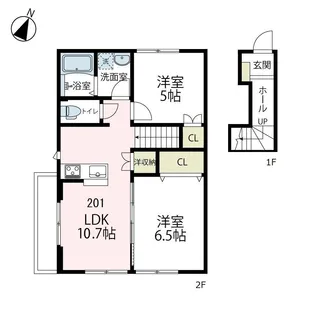 AULA(アウラ) B棟【201号室号室】の間取り