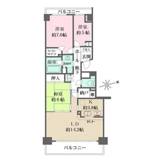 新百合ヶ丘パークハウス3番街【3階】の間取り