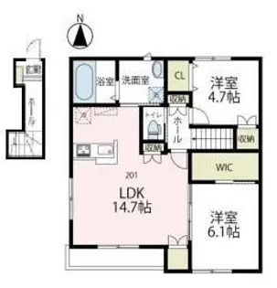 トゥザウェスト【201号室号室】の間取り