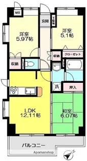 コスモリード本厚木【7階】の間取り