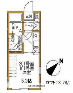 ハーミットクラブハウス霞ヶ丘【1階】の間取り