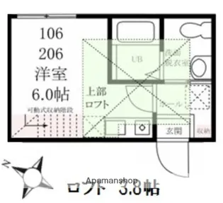 ハーミットクラブハウス梶ヶ谷B棟【2階】の間取り